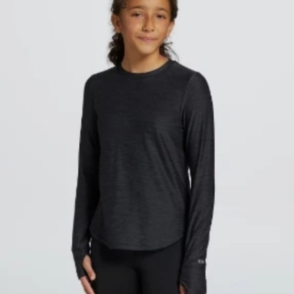 DSG Girls 365 Long Sleeve Tee In Pure Black Size XS (6-7)